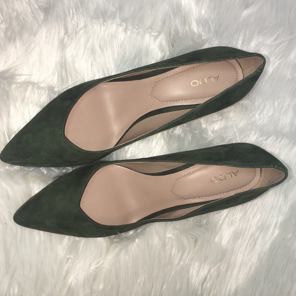 Aldo Olive Green Suede Heels - Picture 4 of 6
